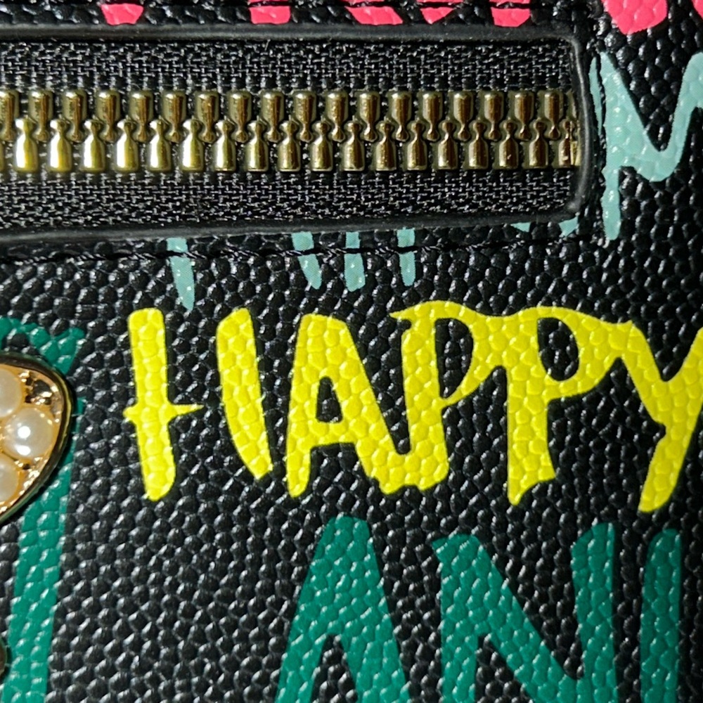 Alba Saffiano Leather Inspirational Black Zip-around Long Wallet 8” x 4.… - Picture 13 of 17